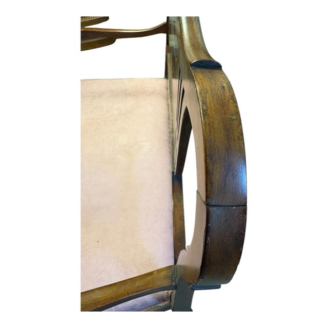 Early 20th Century Federal Revival Inlaid Wood Two-Seat Settee For Sale - Image 4 of 12