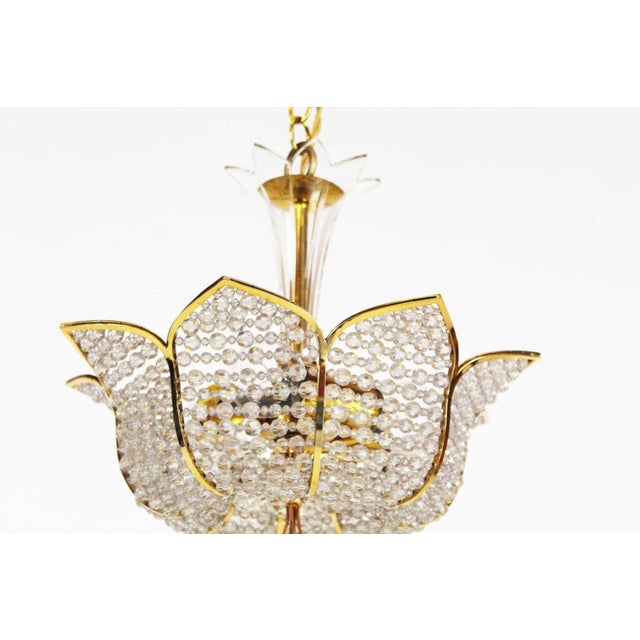 Medium Sized Crystal Glass Tole Chandelier Light by Palwa, Germany, 1970s For Sale - Image 9 of 12