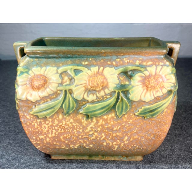 Art Nouveau Antique Roseville Dahlrose Art Pottery Vase For Sale - Image 3 of 8