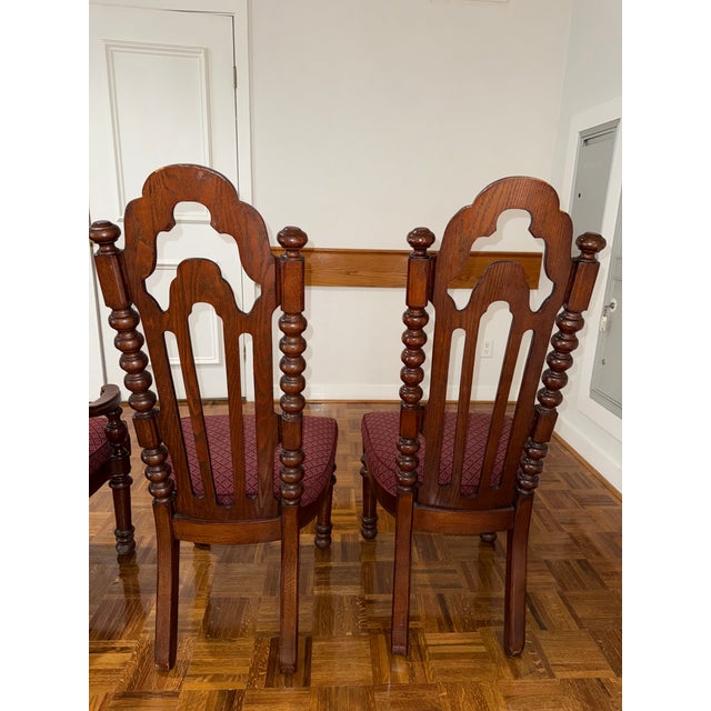 Late 19th Century French Renaissance Style Oak Dining Chairs, (circa 1880-1900). For Sale - Image 5 of 17