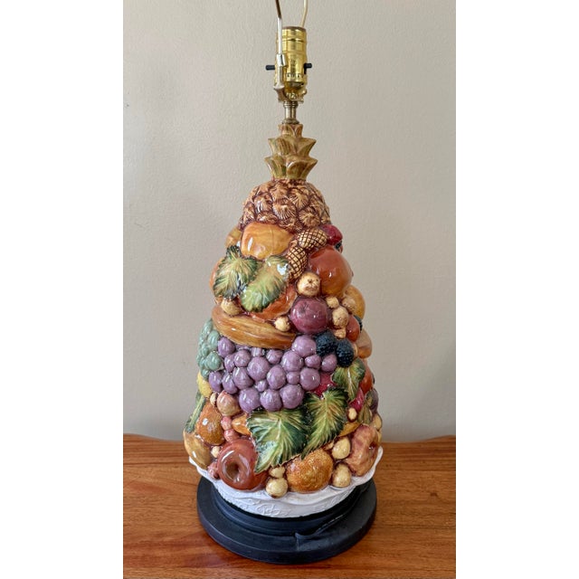 Mid 20th Century Large Mid 20th Century Italian Porcelain Fruit Topiary Table Lamp For Sale - Image 5 of 12