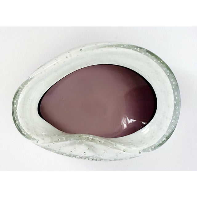 Mid 20th Century Murano Bowl Lavender Eggplant 1950s Signed For Sale - Image 5 of 11