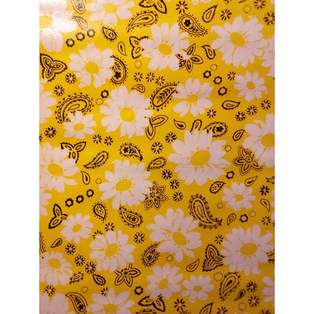 Canary Yellow United DeSoto Yellow Daisy Paisley 1970s Vintage Wallcovering For Sale - Image 8 of 9