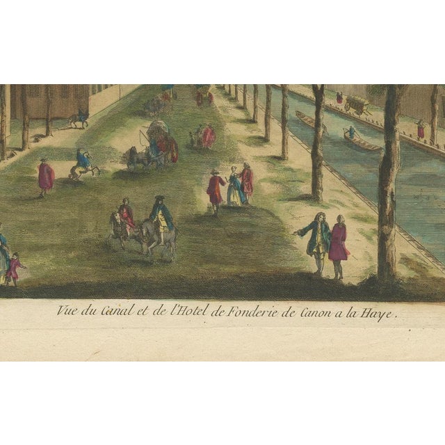 Optica View The Hague Canal & Cannon Foundry, Basset c.1770 This is a finely engraved and hand-colored optical print...