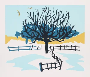 1970s "Snowy Fence" Screen Print by Patricia Sussman