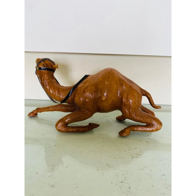 1970s Vintage 18” Moroccan Leather Wrapped Camel For Sale - Image 5 of 9