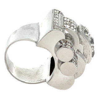 Art Deco Platinum Old European Cut Diamond Ring, 3 Carats Total, Circa 1930 For Sale