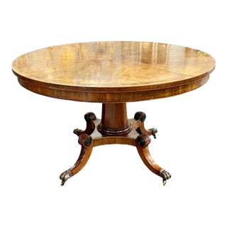 19th Century English Regency Style Flame Mahogany Center Table For Sale