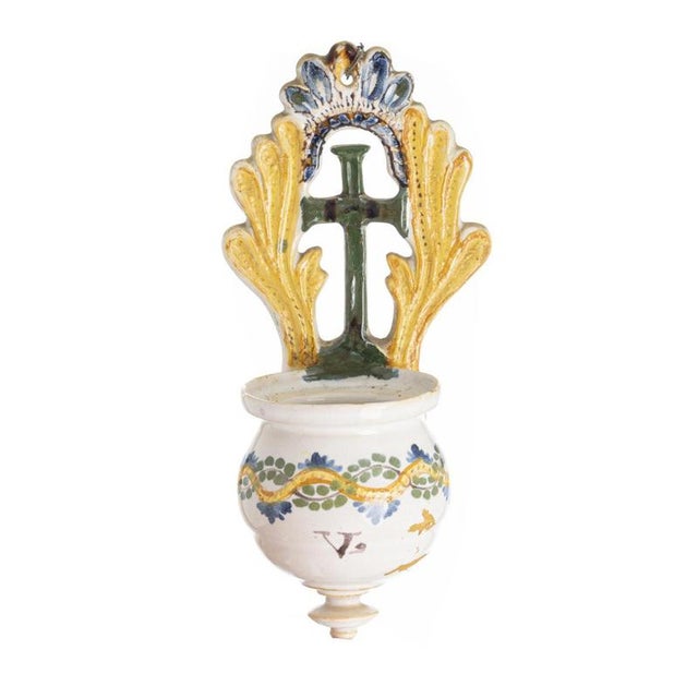 18th Century Holy Water Font in Viana Earthenware For Sale - Image 6 of 6