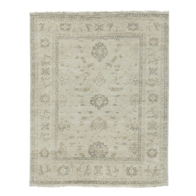 Ivory Oushak Hand-Knotted Wool Ivory Rug - 12'x15' For Sale - Image 8 of 8