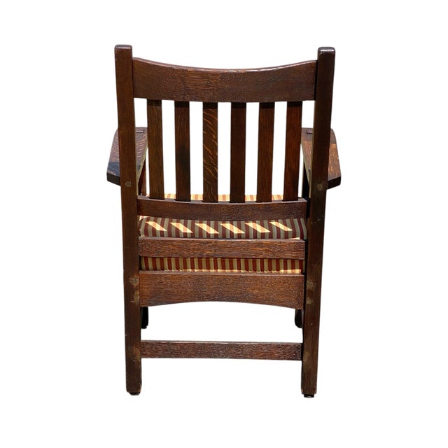 Brown Antique Arts & Crafts / Mission Oak Armchair For Sale - Image 8 of 9