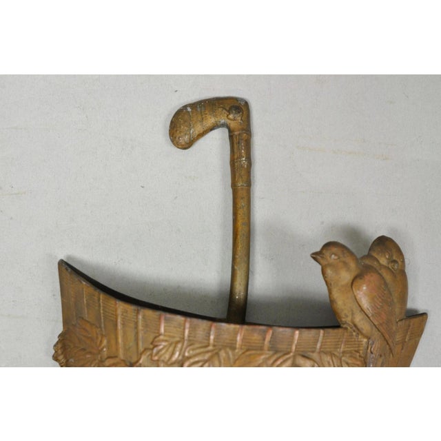 Early 20th Century Antique French Art Nouveau Cast Metal Figural Umbrella Form Wall Pocket For Sale - Image 5 of 16