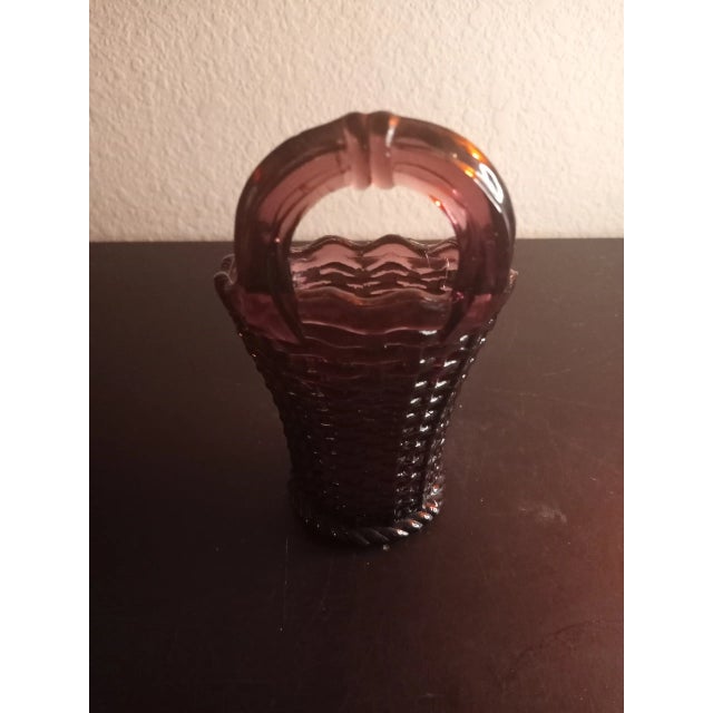 Glass 1980s Westmoreland Amethyst Glass Weave Basket Vase For Sale - Image 7 of 9