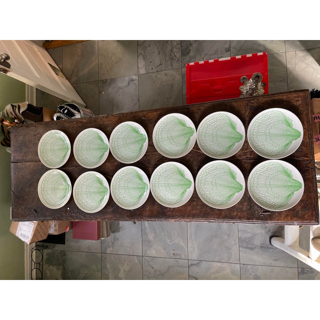 Fitz and Floyd Fitz and Floyd Green Seashell Plates - Set of 12 For Sale - Image 4 of 7