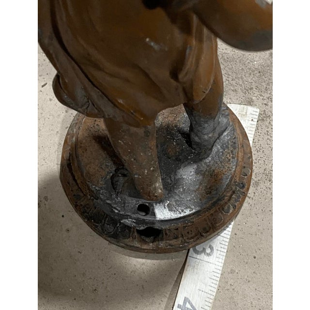 Antique Boy Statue Lamp Chandelier Part Copper For Sale - Image 10 of 10