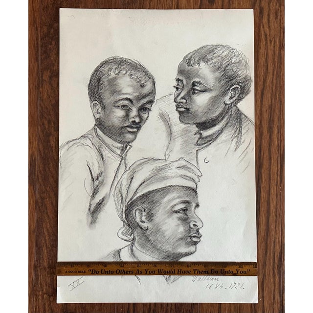 Mid 20th Century Old Master Artwork Drawings: Leonardo, Bruegel, Van Eyck, Clouet, Watteau (Set of 5) - Unknown Artist For Sale - Image 9 of 9