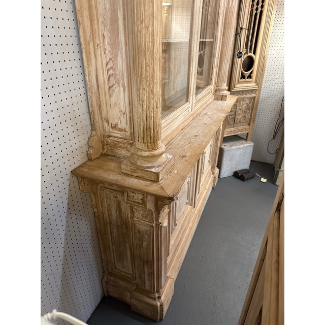 Monumental 19th C. French Renaissance Scrapped Pine Bibliotheque From a Chateau in Avignon For Sale - Image 4 of 10