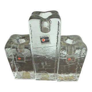 Blenko Cracked Ice Candle Holders For Sale