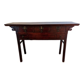 Antique Asian Altar Style Console Table W/Drawers For Sale