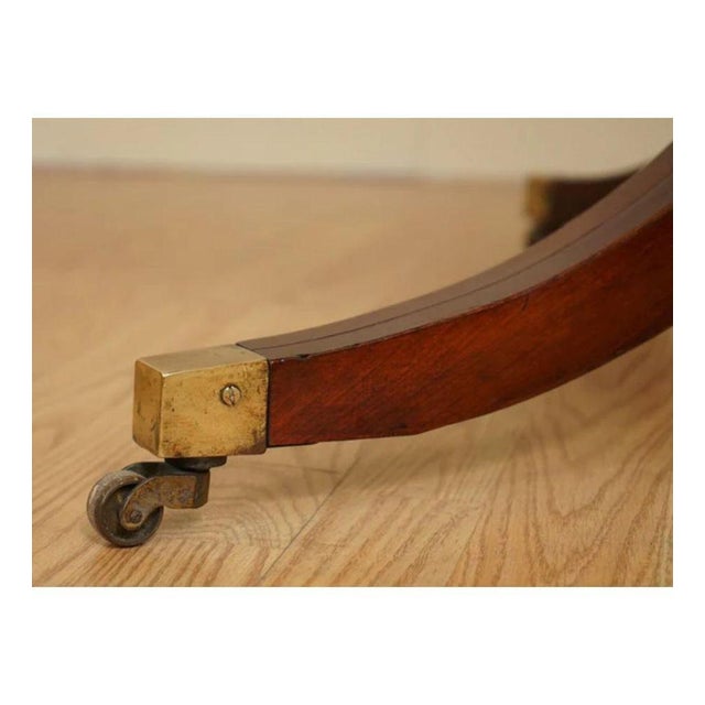 Brown Regency Style Revolving Bookcase Drum Table in Hand Dyed Whiskey Brown, 1940s For Sale - Image 8 of 11