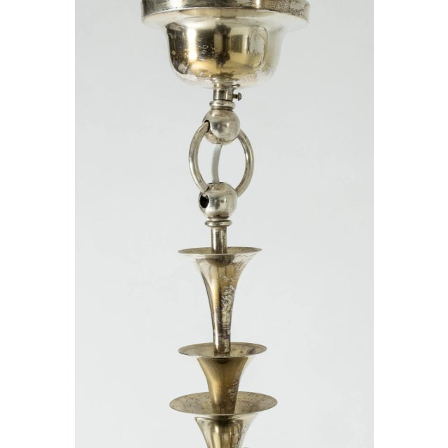 Silver Silver Plated Chandelier by Elis Bergh, 1920s For Sale - Image 8 of 10