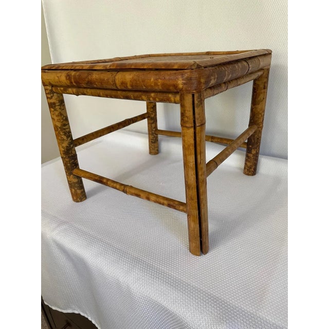 Vintage Burnt Bamboo Nesting Plant Stands / Tables - Set of 3 For Sale - Image 6 of 12