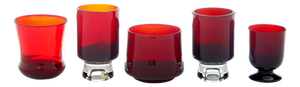 Scandinavian Red Art Glass from Monica Bratt, 1950s, Set of 5