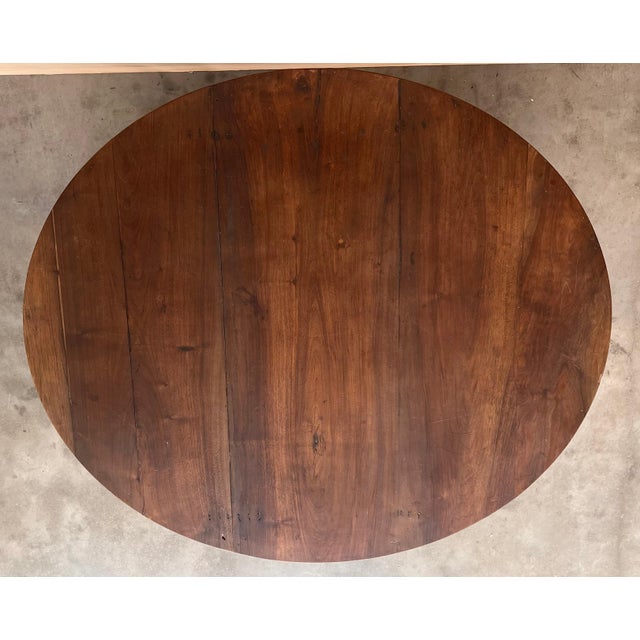 19th Solid Walnut Oval Center Country Table with turned legs, France For Sale - Image 14 of 18