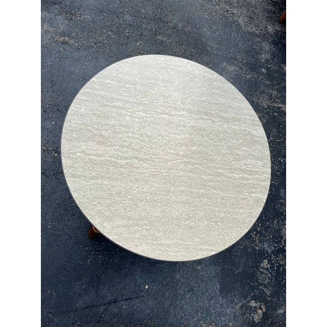 Vintage Ficks Reed palm beach Regency occasional round side table. The top is made of formica .Great looking table for the...