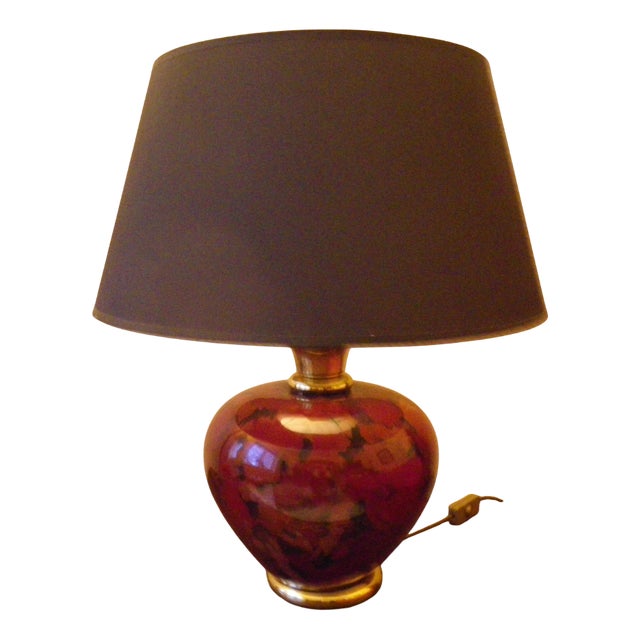 Table Lamp in Ceramic and Gold-Tone Metal, 1960s For Sale