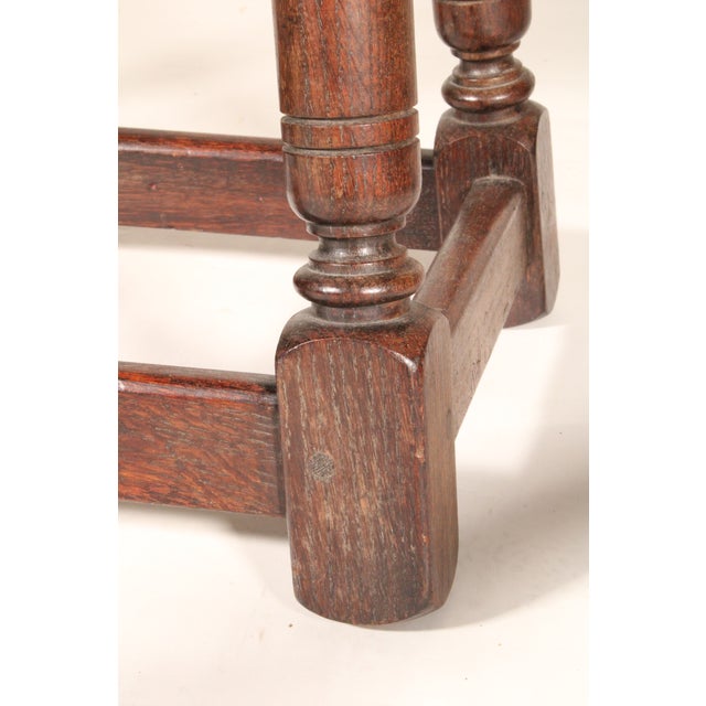 Chocolate William and Mary Style English Oak Joint Stool For Sale - Image 8 of 10