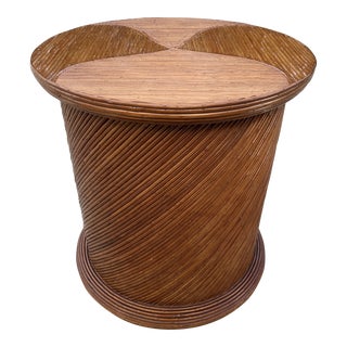 Mid 20th Century Vintage Gabriella Crespi Inspired Spiral Pencil Reed Pedestal Dining Table Base For Sale
