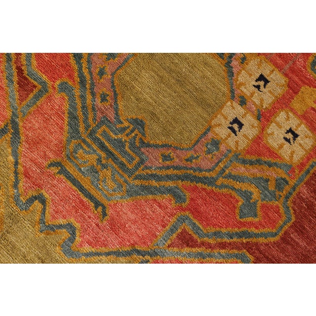 Textile Rug & Kilim’s Ersari Style Rug in Red and Green Geometric Pattern For Sale - Image 7 of 8