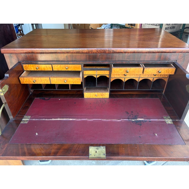 Antique Flame Mahogany Empire Style Secretary Desk/Butler Chest. For Sale - Image 4 of 13