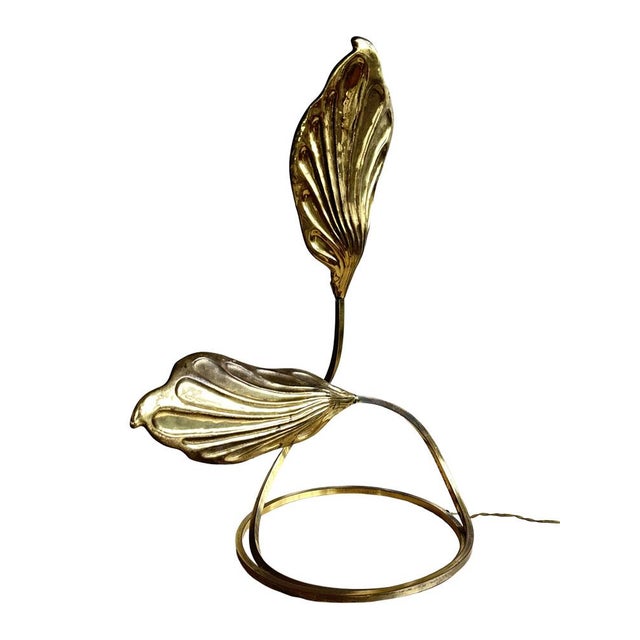 Brass Rhubarb Double Leaves Table Lamp by Tommaso Barbi for G&g Studio E Designo, 1960s For Sale - Image 17 of 17