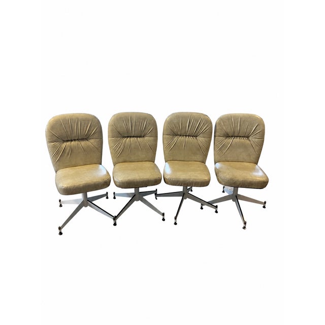 1970s Space Age Gathered Vinyl Swivel Dining Chairs—Set of 4 For Sale - Image 9 of 11