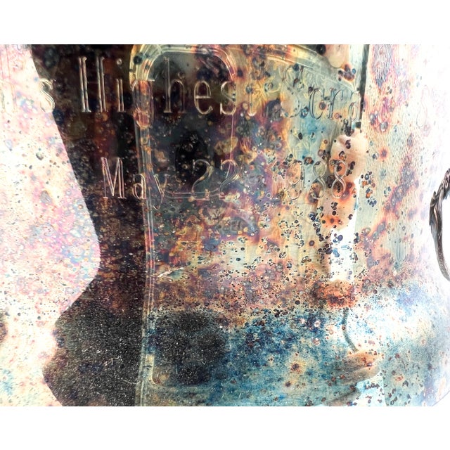 1988 Patinaed Silver Plate Trophy Urn / Champagne Bucket With Floral Handles – Shabby Chic / English Country For Sale In Houston - Image 6 of 11