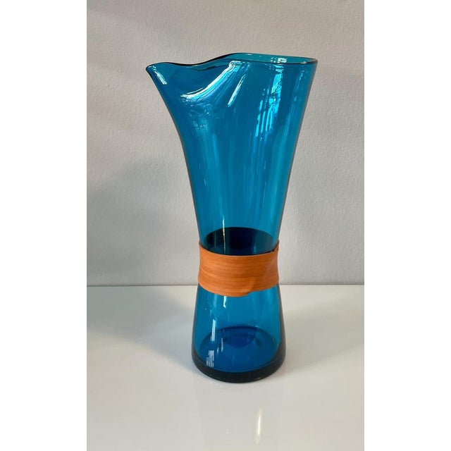 Mid-Century Modern Swedish Modern Carafe in Turquoise by Jacob Bang for Holmegaard, 1950s For Sale - Image 3 of 9