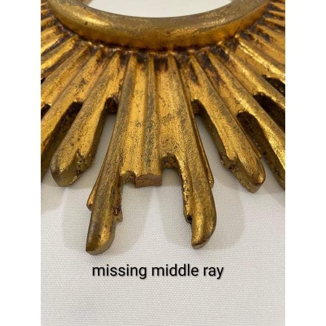 Vintage 1970s French Gilded 13.5" Sunburst Wall Mirror For Sale - Image 14 of 18