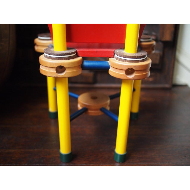 1987 Original Joanne Shima Memphis Milano Modern Folk Tramp Art Tinker Toys Oreo Cookies Child's Chair Wood Sculpture For Sale In Philadelphia - Image 6 of 11