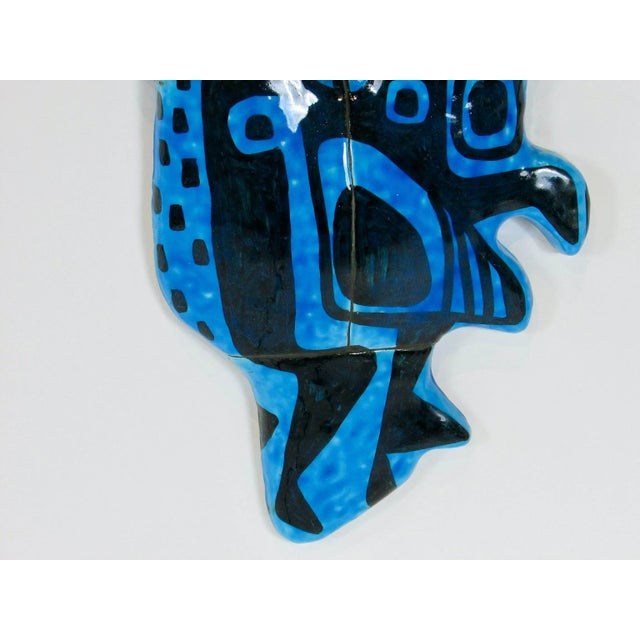 Mid 20th Century Abstract Blue Chicken Wall Sculpture Signed and Dated 1960 For Sale - Image 5 of 10