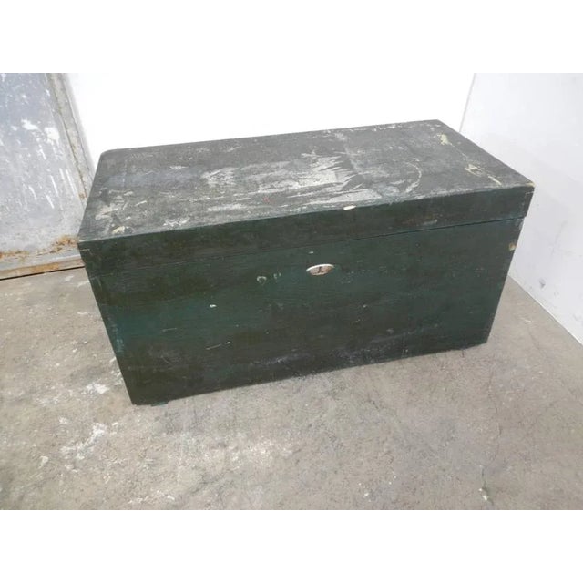 Vintage Black Wooden Trunk, 1940s For Sale - Image 4 of 11