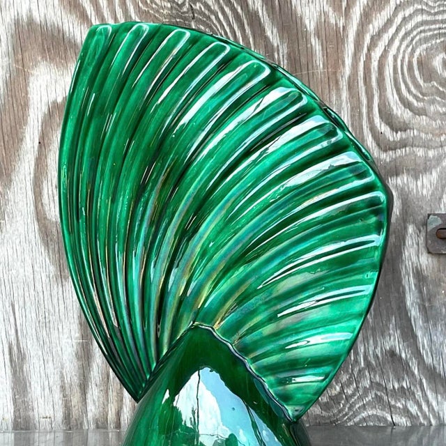 Mid 20th Century Vintage Glazed Ceramic Gladiola Vase For Sale - Image 13 of 13