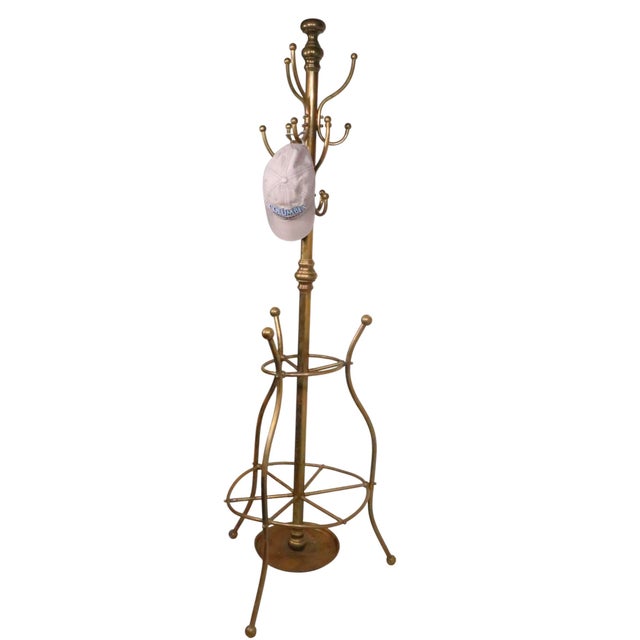 Brass Vintage Brass Coat Rack Umbrella Stand For Sale - Image 8 of 13