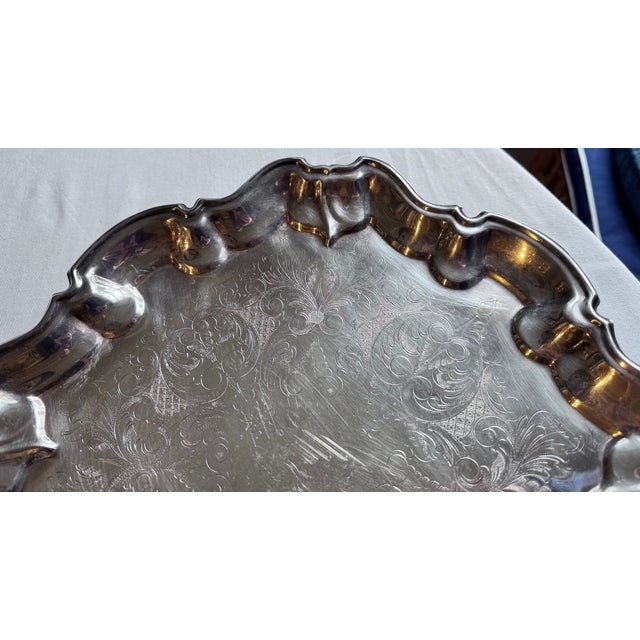 Vintage F B Rogers Silver Plate Footed Tray For Sale - Image 12 of 14
