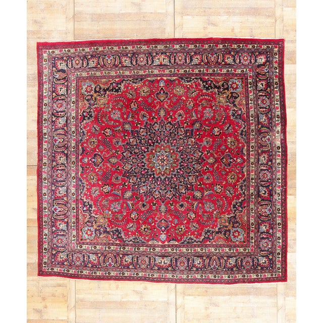 Red Antique Persian Mashhad Rug, 09'09 X 09'10 For Sale - Image 10 of 10