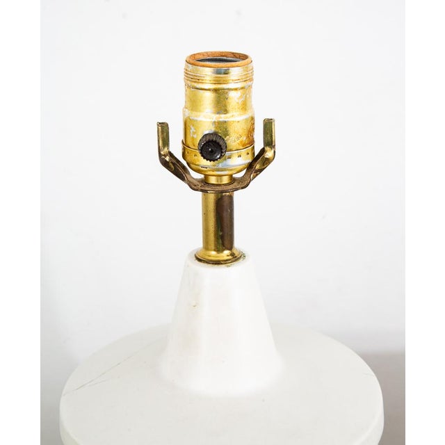 Vintage Mid Century Modern Lamp Wood Ceramic Table Lamp - a Pair For Sale - Image 10 of 12