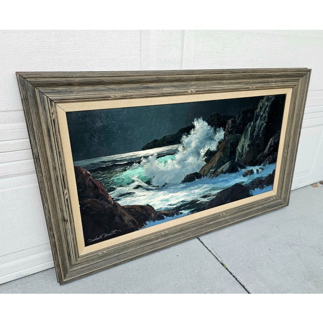 Original Oil Seascape by Marshall Everett Merritt – “Moon Surf,” C. Mid-20th C. For Sale - Image 4 of 12