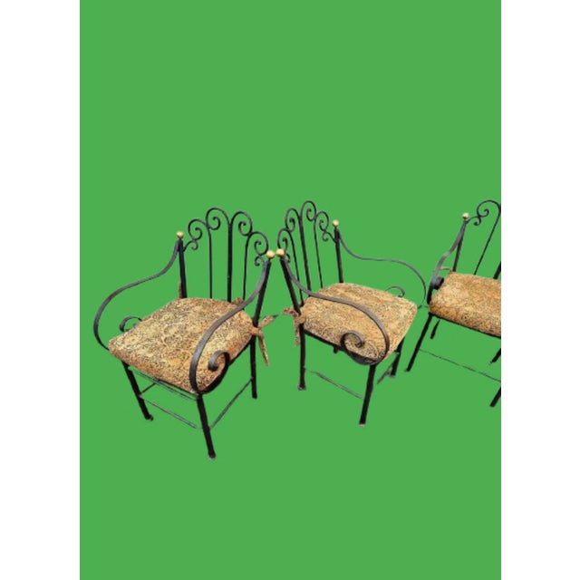 Metal Late 20th Century Mario Papperzini Style Iron Bronze Dining Chairs- Set of 4 For Sale - Image 7 of 11