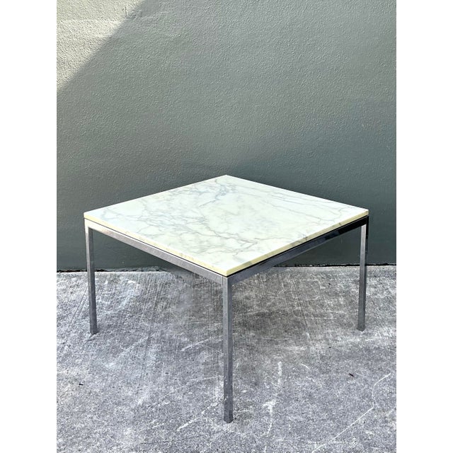 Chrome Vintage Knoll Marble Top Side Table For Sale - Image 8 of 12